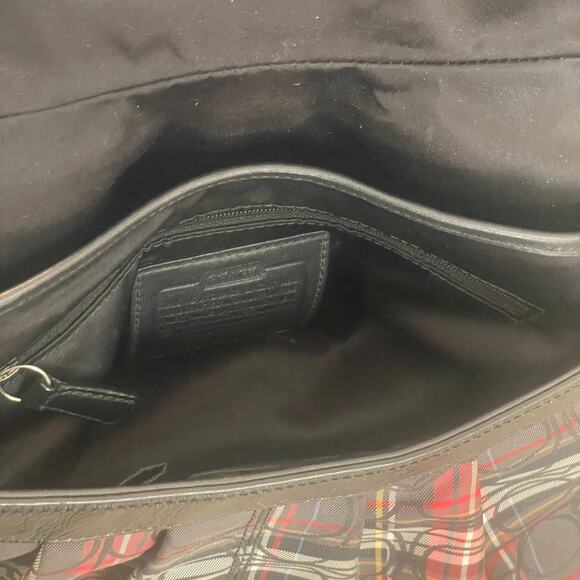 Coach Soho Lynn Pleated Tartan Checker Plaid Buckle-Flap Hobo Shoulder Bag - Picture 11 of 15